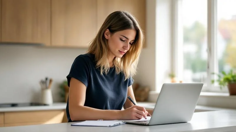 Frau bereitet sich auf eine IHK-Prüfung am Laptop in Bayreuth vor